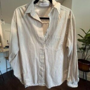 "Lisa says Gah" women's oversized button down pinstripe shirt